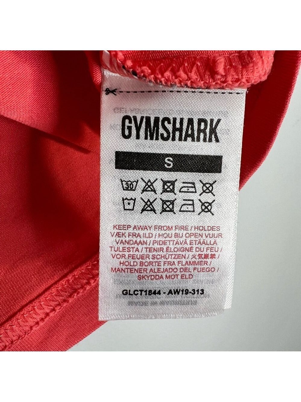 Gymshark watermelon pink white cropped spell out workout athletic shirt S - Picture 12 of 13